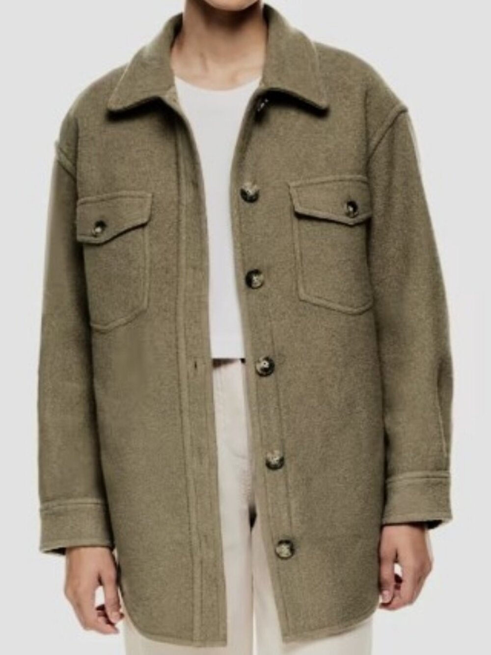 RD Style Conscious oversized button down shacket olive green women's size M